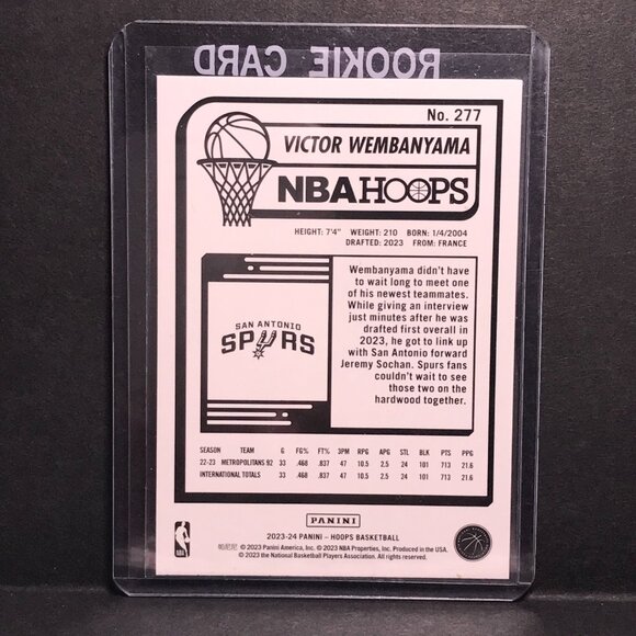 2023-24 Panini NBA Hoops - SA Spurs Victor Wembanyama RC #277 - Picture 2 of 2